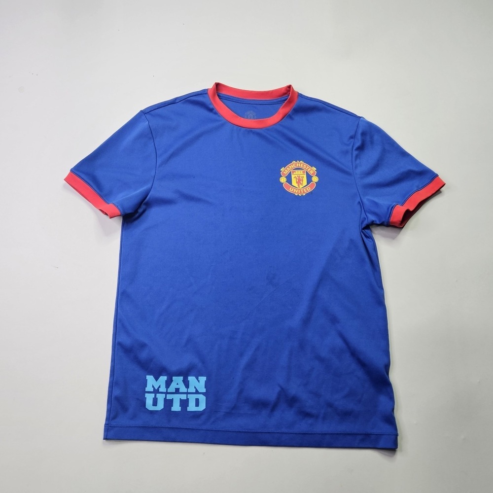 Manchester United Ringer Tee Soccer Jersey Blue Red Men's Size [34-36]